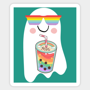 Pride Rainbow Cool Ghost with Drink Magnet